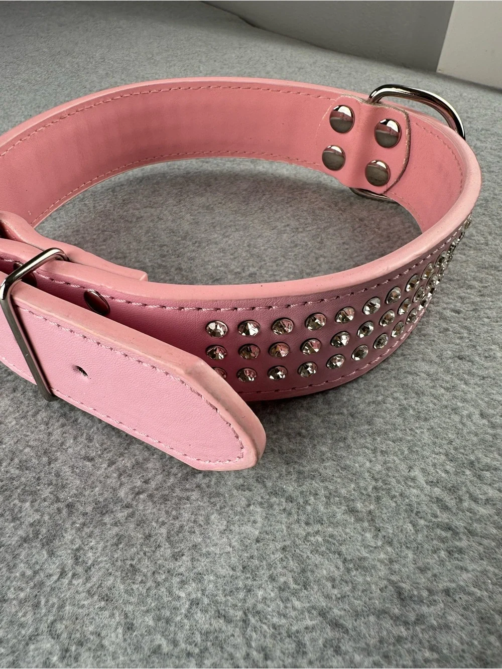 Bling Rhinestone Pink Dog Collar Adjustable